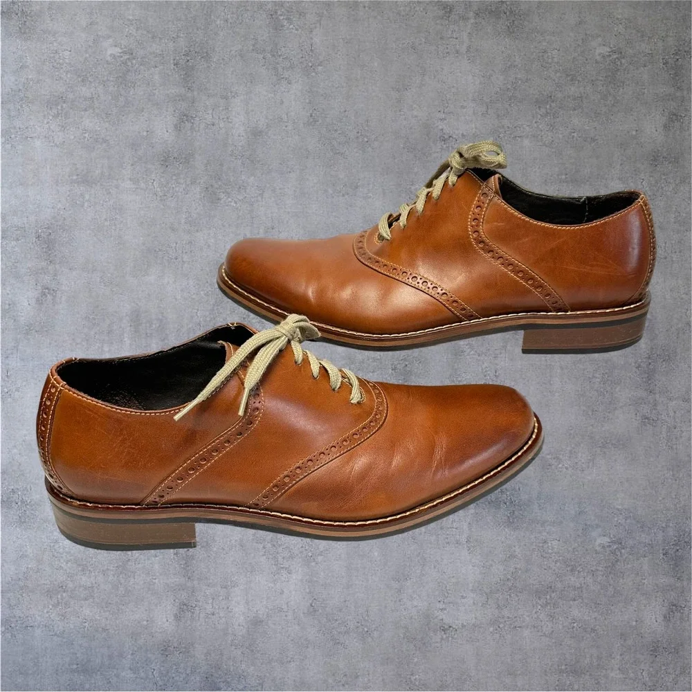Cole Haan Drake‎ C10509 Oxford Shoes Mens 11 Brown Leather Lace Up Dress